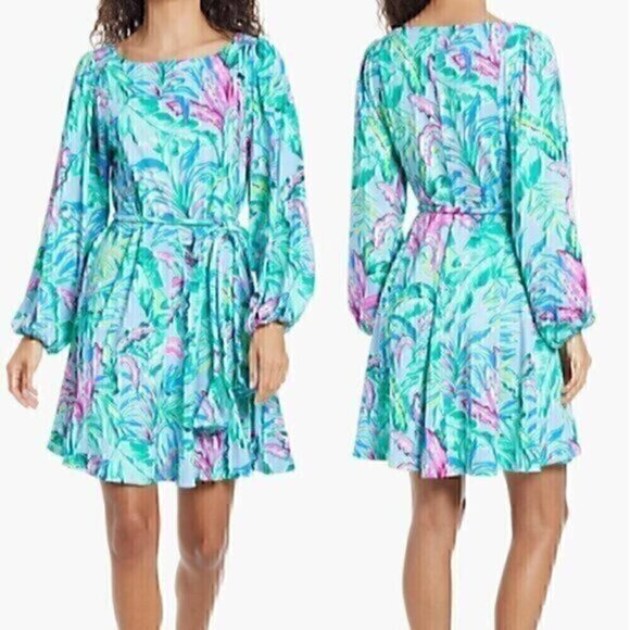 NEW NWT LILLY PULITZER Ellora Print Long Sleeve Dress Long Sleeve Fit Flare Mini - Picture 1 of 16